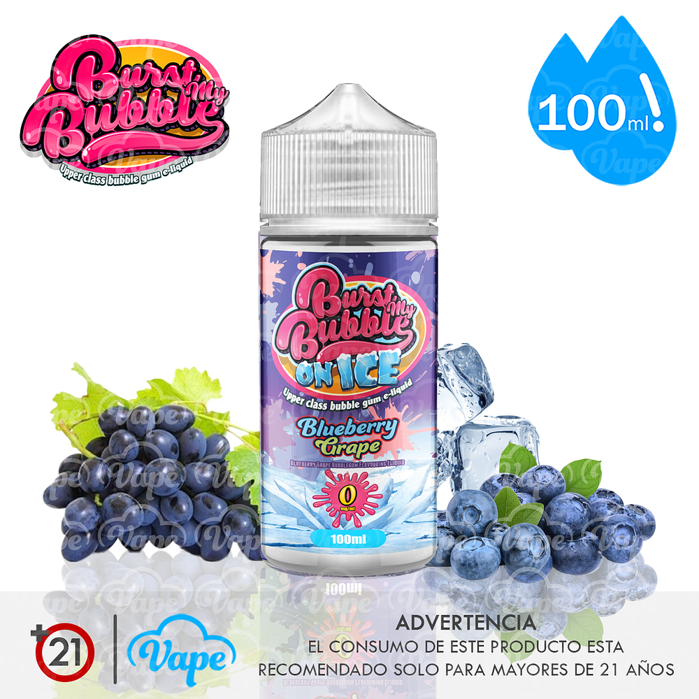 Burst my Bubble On Ice Shortfill - Blueberry Grape 100ml
