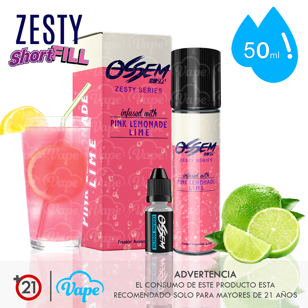 Ossem Zesty Pink Lemonade Lime Shortfill 50ml
