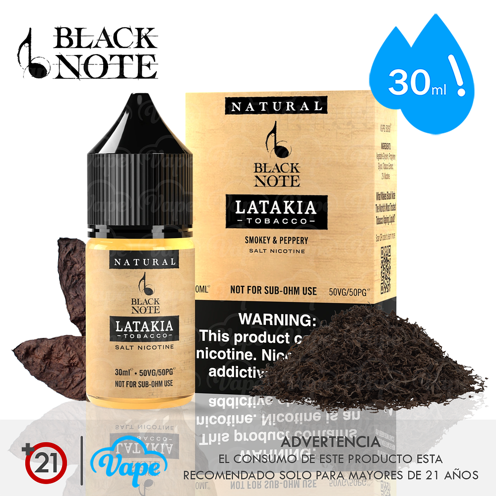 Black Note Salt - Latakia Tobacco 30ml