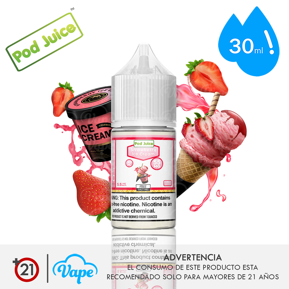 Pod Juice Salt - Strawberry Ice Cream 30ml