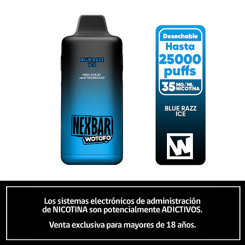 Nexbar 25K Puffs – Blue Razz Ice