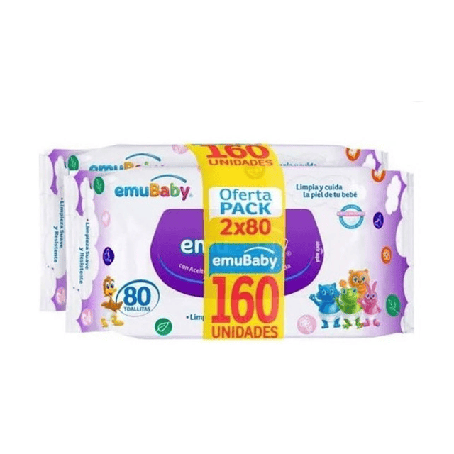 Toallitas Húmedas - Emubaby - Pack De 2 Bolsas 80uds