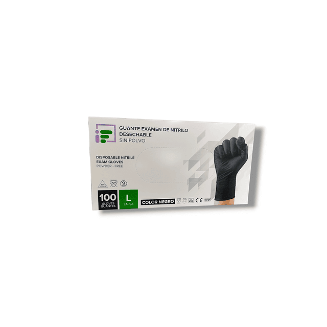 Guantes Nitrilo Negro / Sin polvo  / 100U