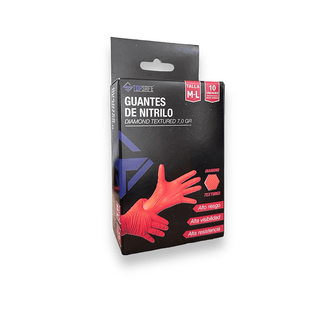 Mini Pack (10 uni) Guantes De Nitrilo Texturizados Naranja M - L 