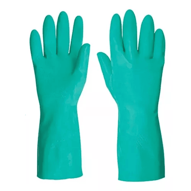 Guantes Nitrilo Flocado Verde (1 par)