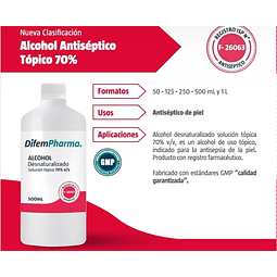 Alcohol 70% Desnaturalizado Difempharma 125ml