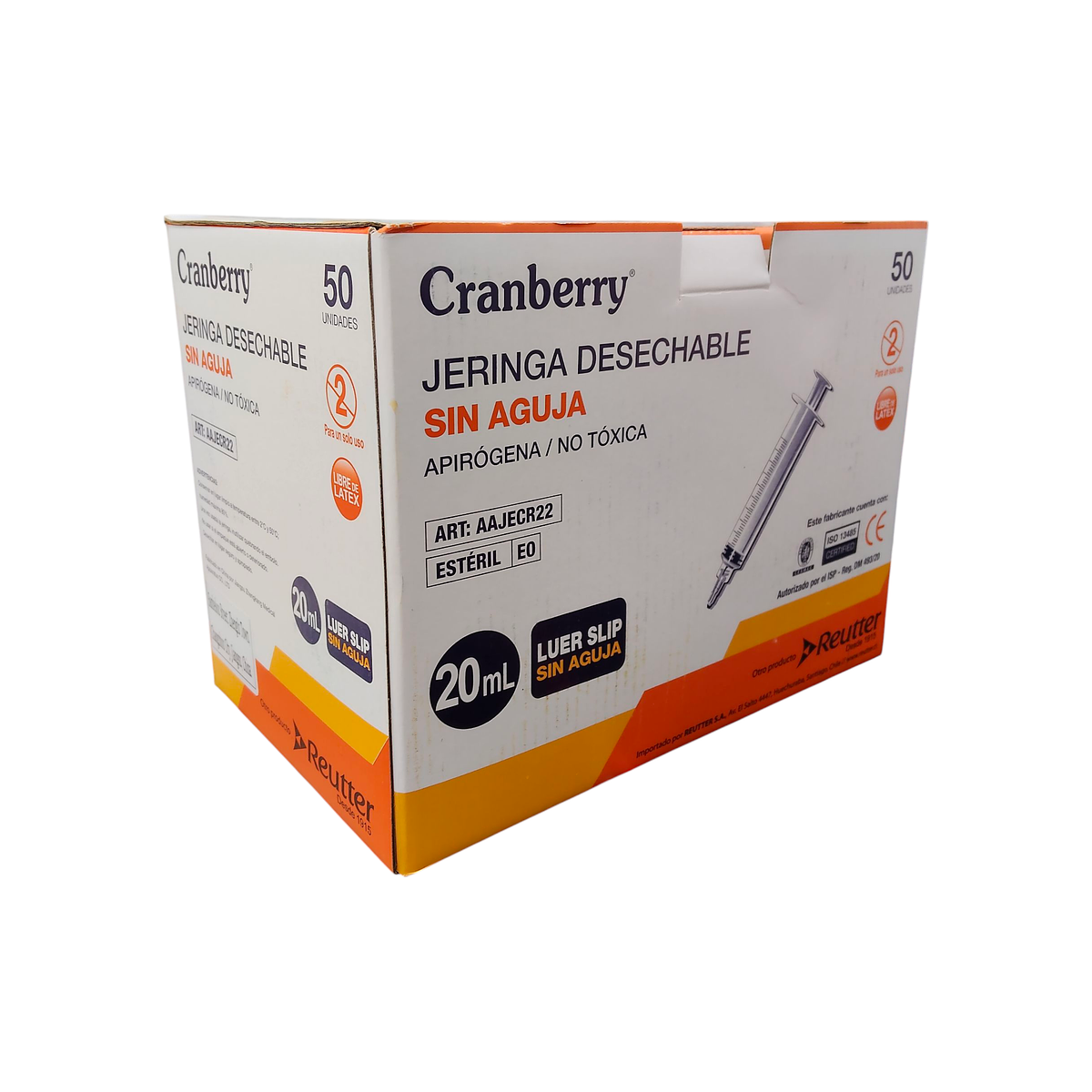 Jeringuillas Sin Aguja 20 Ml Jeringas Sin Aguja S.P.A 23817 - Cono Luer Excéntrico, 20 Ml, Paquete De 50 Unidades Cono Luer Excéntrico 20ml