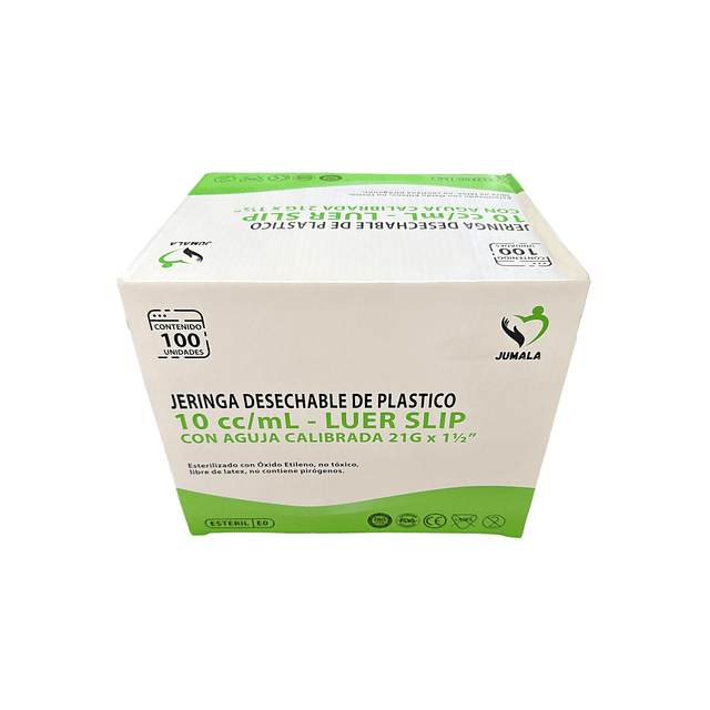 Jeringa Desechable Luer Slip Jumala 10ml 21g x 1 1/2