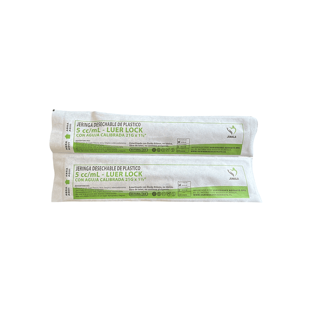Jeringa Desechable Luer Lock Jumala 5ml 21G x 1 1/2