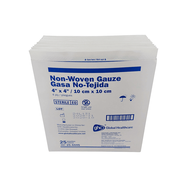 Gasa No Tejida Esteril 10x10 25 Unidades