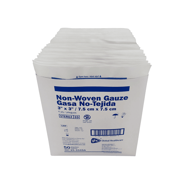 Gasa No Tejida Esteril 7,5x7,5 50 Unidades