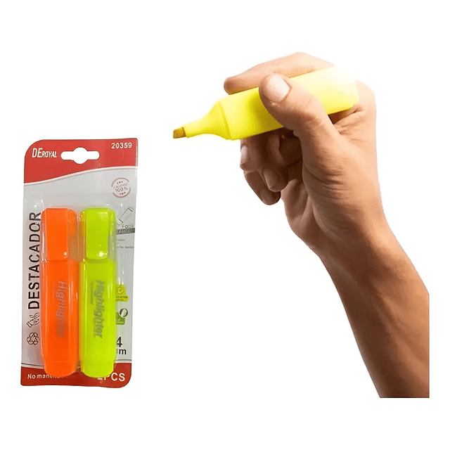 Pack 2 Resaltadores De Color Neón Fluorescentes (Ref 20359)