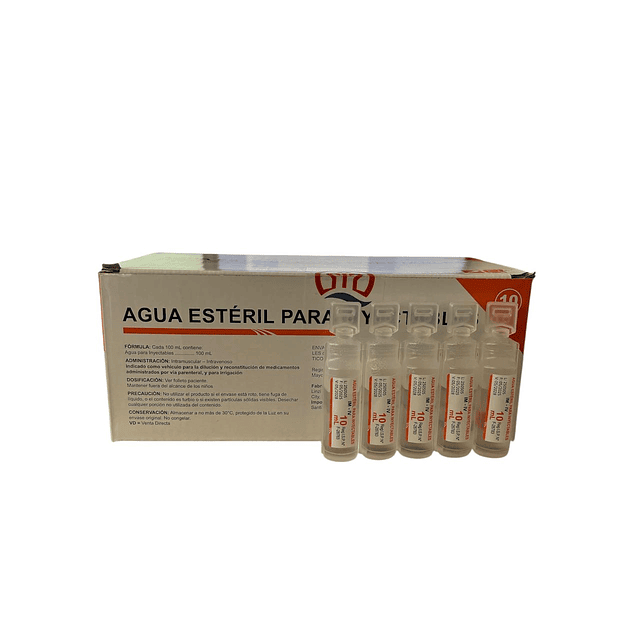 Agua Esteril Inyectable 10ml Pack de 10Uds