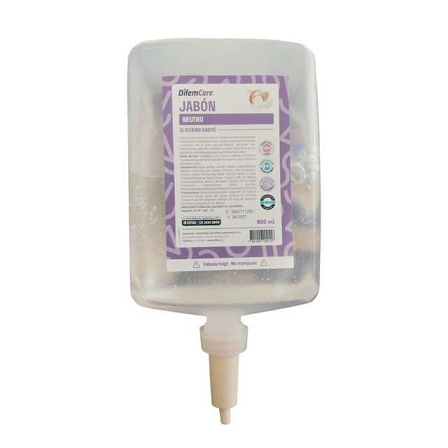Jabon Neutro Con Glicerina Karite 800ml Difem Care