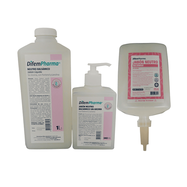 Jabón Neutro Balsámico Sin Aroma 800ml Difem Care