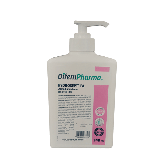 Crema Humectante Hydrosept F4 Urea 10% 340ml Difem Pharma 