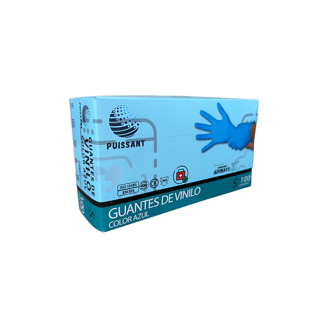 Guante Vinilo Azul Sin Polvo de 100 Unidades Variedades Adonays