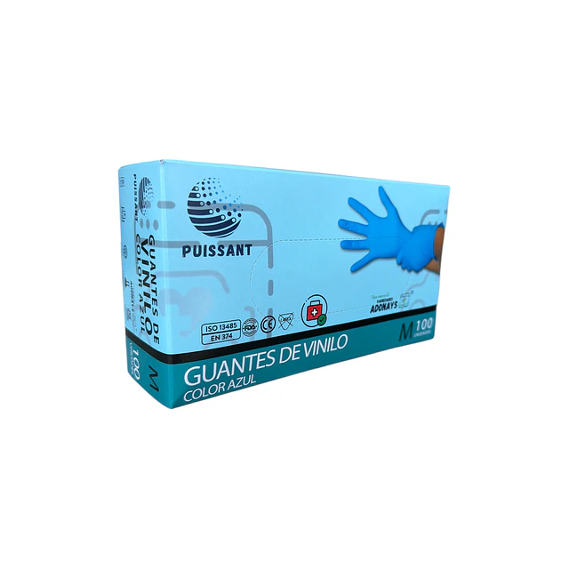 Guante Vinilo Azul Sin Polvo de 100 Unidades Variedades Adonays