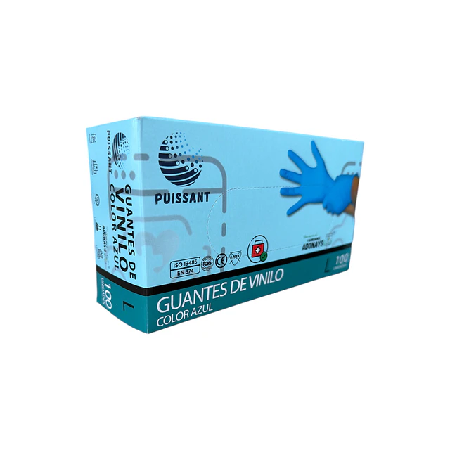 Guante Vinilo Azul Sin Polvo Box de 1000 Unidades Variedades Adonays