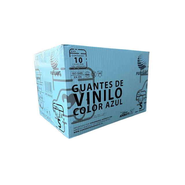 Guante Vinilo Azul Sin Polvo Box de 1000 Unidades Variedades Adonays