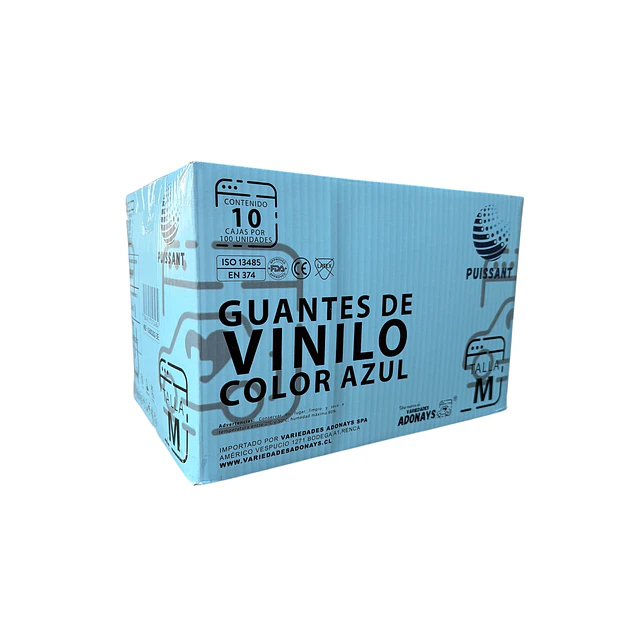 Guante Vinilo Azul Sin Polvo Box de 1000 Unidades Variedades Adonays