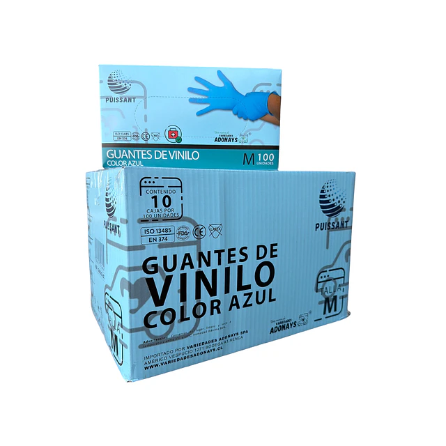 Guante Vinilo Azul Sin Polvo Box de 1000 Unidades Variedades Adonays