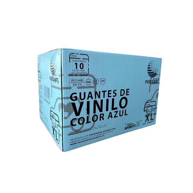 Guante Vinilo Azul Sin Polvo Box de 1000 Unidades Variedades Adonays