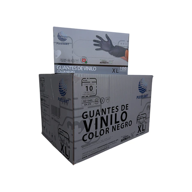 Guante Vinilo Negro Sin Polvo Box de 1000 Unidades Variedades Adonays