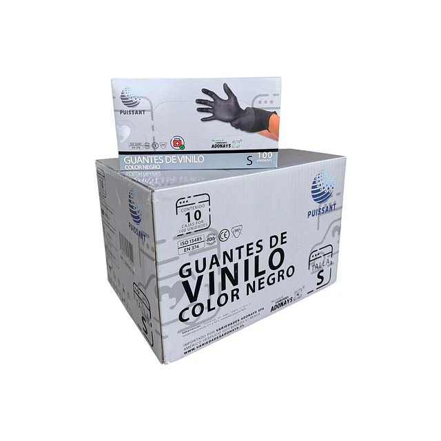 Guante Vinilo Negro Sin Polvo Box de 1000 Unidades Variedades Adonays