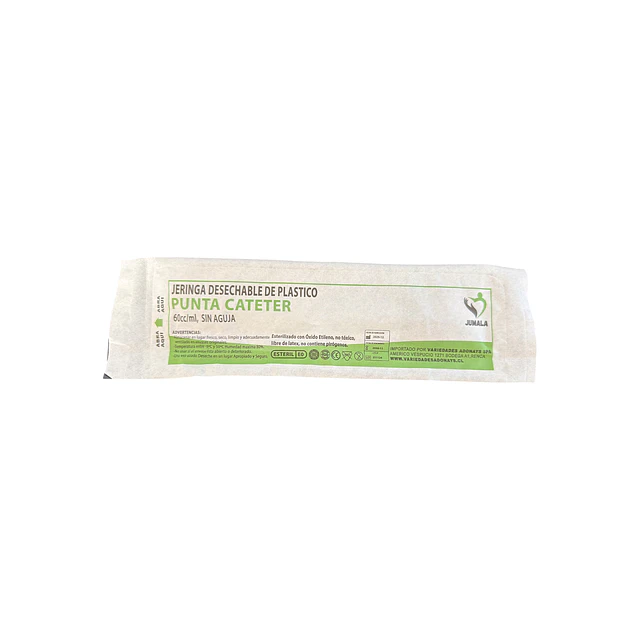 Jeringa Desechable Jumala Punta Catéter 60ml Sin Aguja 