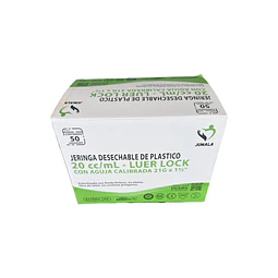 Jeringa Desechable Jumala Luer Lock 20ml 21g x 1 1/2