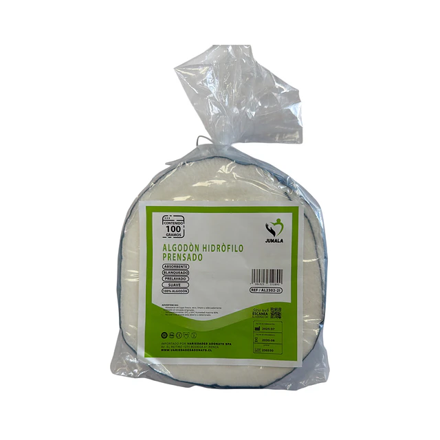Algodón hidrófilo prensado 100grs  Jumala