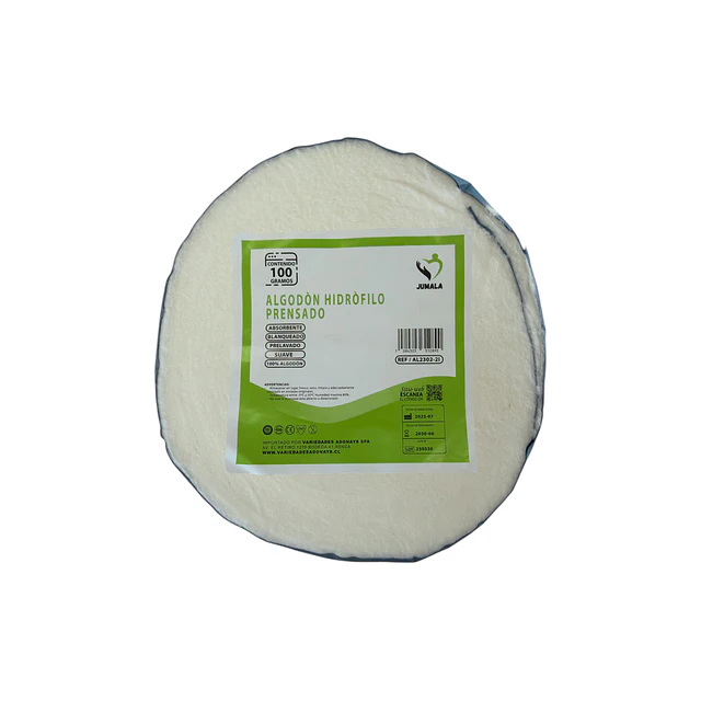 Algodón hidrófilo prensado 100grs  Jumala