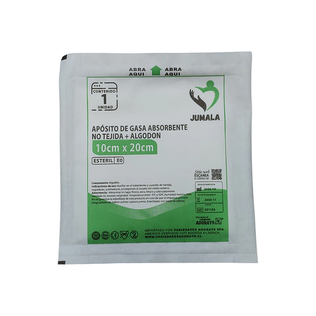 Apósito De Gasa Estéril Jumala 10x20 No Tejida 10 Unidades
