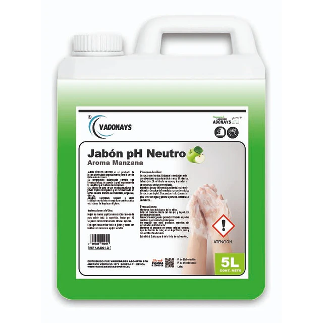 Jabon PH Neutro Aroma Manzana Vadonays 5 Litros