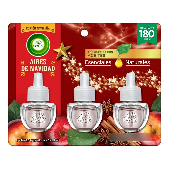 3 Aromatizadores Repuesto Electrico Air Wick Manzana Canela