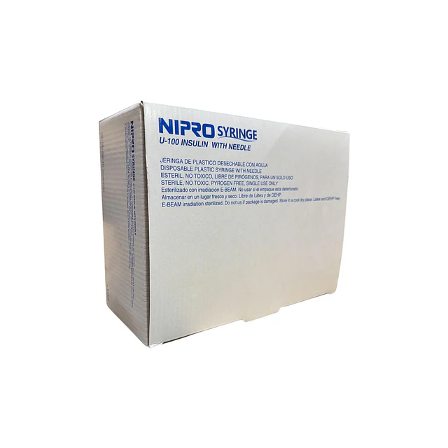 Jeringa Desechable Nipro 1ml Insulina 29g X 1/2 Caja 100 Unidades