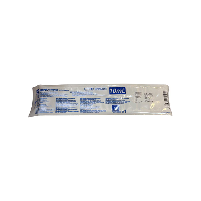 Jeringa Desechable Nipro 10ml Luer Lock 21gx1  1/2 Caja 100 Unidades