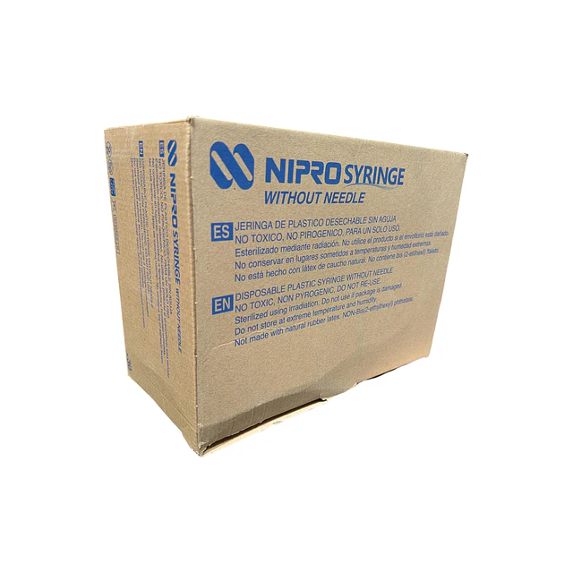 Jeringa Desechable Nipro Sin Aguja 50ml Luer Lock Caja 30 Unidades 