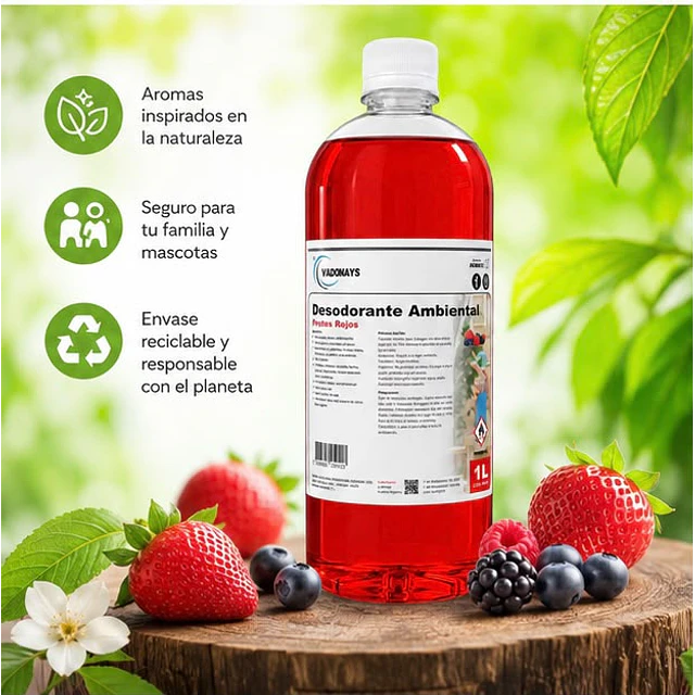Desodorante Ambiental Vadonays Frutos Rojos 1000ml