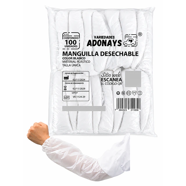 Manguillas Desechables Blanca 100 Unidades