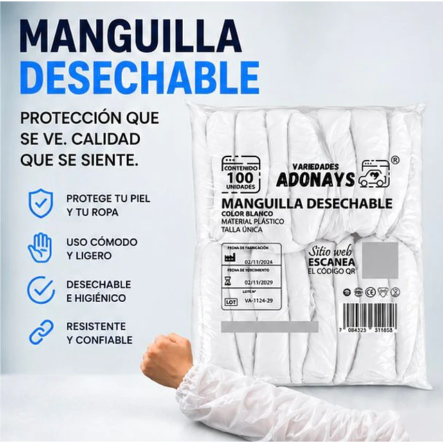 Manguillas Desechables Blanca 100 Unidades