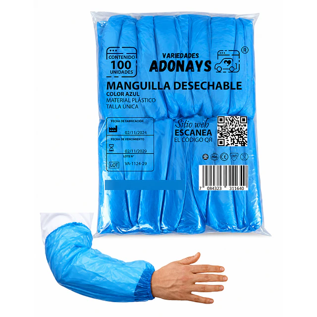 Manguillas Desechables Azul 100 Unidades