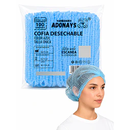 Cofias Desechables Azul 100 Unidades