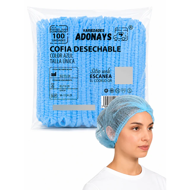 Cofias Desechables Azul 100 Unidades