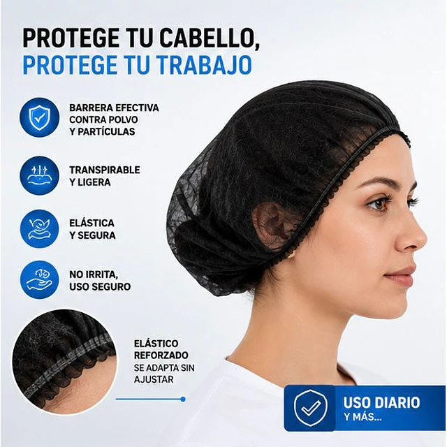 Cofias Desechables Negra 100 Unidades 