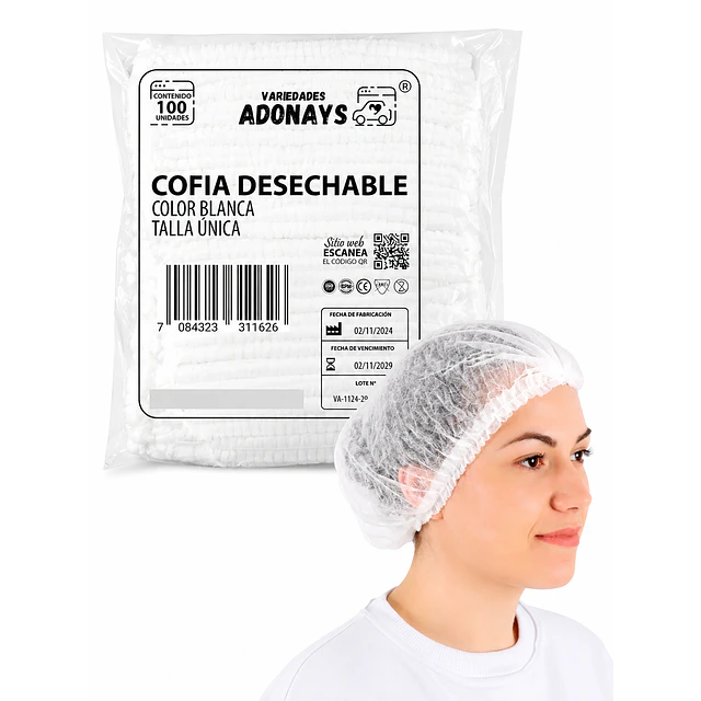 Cofias Desechables Blanca 100 Unidades