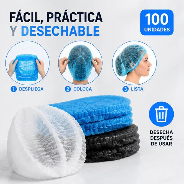 Cofias Desechables Blanca 100 Unidades