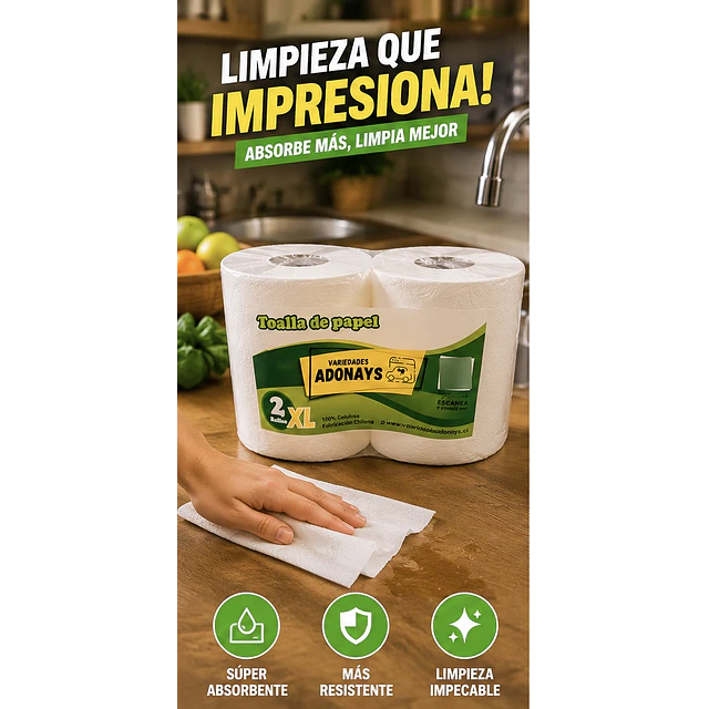 Toalla Nova Industrial XL (Pack de 2 Rollos)
