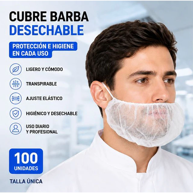 Cubre Barba Con Elástico 100 Unidades